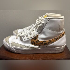 Nike White and Leopard Print Athletic Shoes